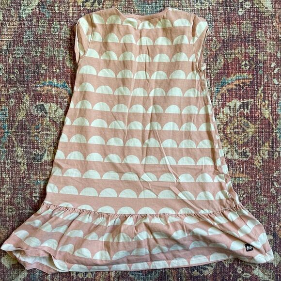 Tea Collection Girls 7 Pink and White Half moon Patterned sleeveless Dress - Picture 6 of 7
